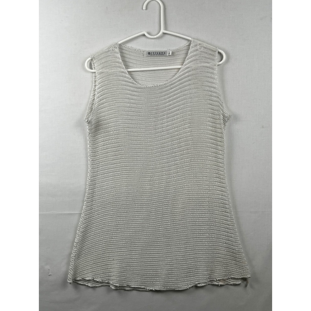Artisans The Art of Apparel Sleeveless Knit Top Womens L Open Weave White
